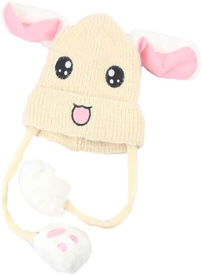 Yanwenx Head Hat Ears Moving Cute Super Soft Plush Animal Hat Gift for Children & Girl_Beige - Image 1